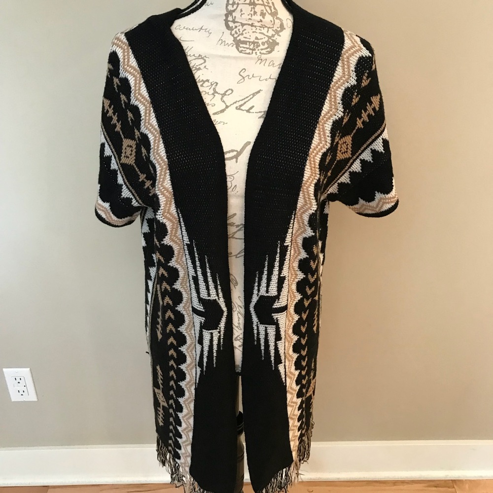Patterned Fringe Sweater